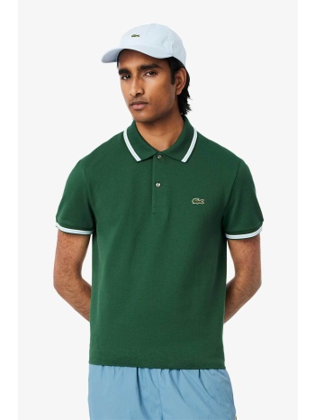 lacoste ανδρική μπλούζα πόλο πικέ κοντομάνικη με contrast