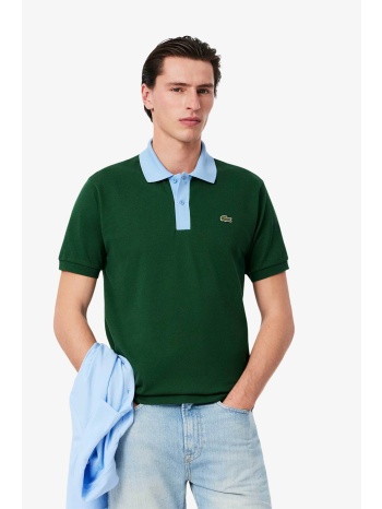 lacoste ανδρική μπλούζα πόλο πικέ κοντομάνικη με contrast σε προσφορά