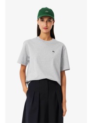 lacoste γυναικείο t-shirt με κεντημένο λογότυπο relaxed fit - tf7215 γκρι