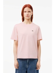 lacoste γυναικείο t-shirt με κεντημένο λογότυπο relaxed fit - tf7215 ροζ ανοιχτό