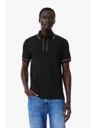 lacoste ανδρική μπλούζα πόλο πικέ με κεντημένο λογότυπο και contrast trims regular fit `smart paris 