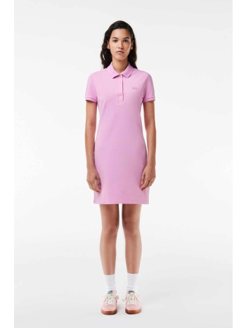 lacoste γυναικείο mini φόρεμα πόλο πικέ με κεντημένο