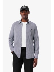 lacoste ανδρικό πουκάμισο με ριγέ σχέδιο και κεντημένο λογότυπο slim fit - ch0198 μπλε marine