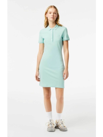 lacoste γυναικείο mini φόρεμα πόλο πικέ με κεντημένο