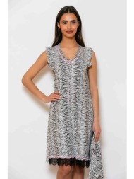 scherzo γυναικείο νυχτικό με animal print - 5651 ασπρόμαυρο