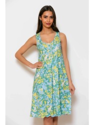 scherzo γυναικείο νυχτικό αμάνικο με floral print - 5672 γαλάζιο