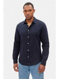 pepe jeans ανδρικό λινό πουκάμισο μονόχρωμο regular fit - pm308844 μπλε σκούρο