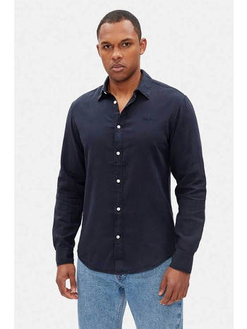 pepe jeans ανδρικό λινό πουκάμισο μονόχρωμο regular fit 