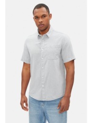pepe jeans ανδρικό λινό πουκάμισο μονόχρωμο regular fit - pm308847 σιελ