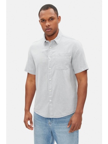 pepe jeans ανδρικό λινό πουκάμισο μονόχρωμο regular fit 