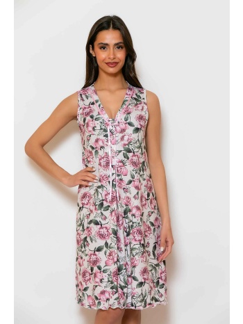 scherzo γυναικείο νυχτικό αμάνικο με floral print - 5676 ροζ