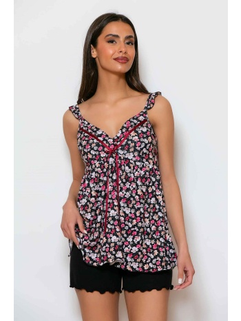 scherzo γυναικείο babydoll με floral print και πιέτες 