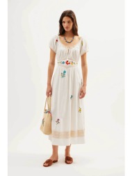 rixo γυναικείο maxi φόρεμα με floral print `alani` - 010.05070.225.06397 εκρού