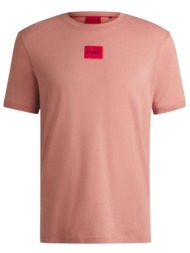 hugo boss ανδρικό t-shirt με contrast logo patch regular fit `diragolino` - 50447978 ροζ