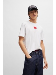 hugo boss ανδρικό t-shirt με contrast logo patch regular fit `diragolino` - 50447978 λευκό - κόκκινο