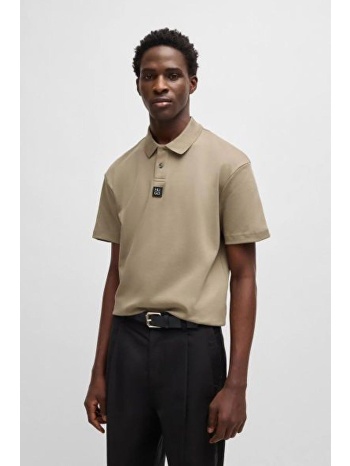 hugo boss ανδρική μπλούζα πόλο μονόχρωμη με logo patch