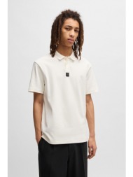hugo boss ανδρική μπλούζα πόλο μονόχρωμη με logo patch regular fit `deabono` - 50517638 λευκό