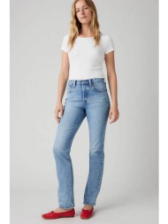 levi`s® γυναικείο ψηλόμεσο τζιν παντελόνι `501® original` straight fit - 125010415 denim blue ανοιχτ