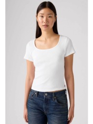 levi`s® γυναικείο t-shirt cropped με ribbed ύφανση slim fit - 003pu0000 λευκό