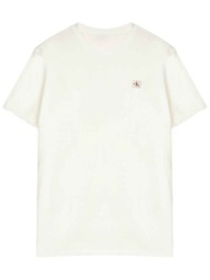 calvin klein jeans ανδρικό t-shirt μονόχρωμο με λογότυπο regular fit - lv04rc272g λευκό