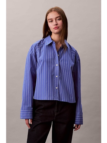 calvin klein jeans γυναικείο πουκάμισο ριγέ cropped boxy σε προσφορά