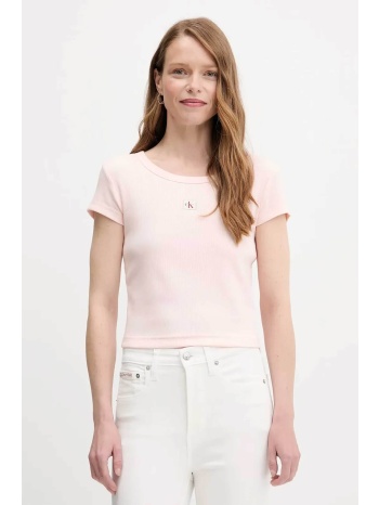 calvin klein jeans γυναικείο t-shirt μονόχρωμο με λογότυπο
