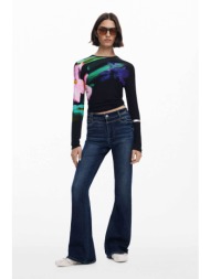 desigual γυναικείo τζιν παντελόνι καμπάνα flare fit `flairy` - 25wwdd09 denim blue σκούρο