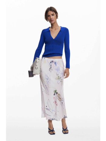 desigual γυναικεία midi φούστα με floral print straight fit