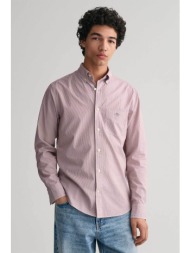 gant ανδρικό πουκάμισο button down poplin με ψιλό ριγέ σχέδιο και τσέπη με κεντημένο λογότυπο regula
