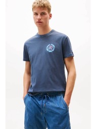 tommy jeans ανδρικό t-shirt με print regular fit - dm0dm21829 μπλε σκούρο