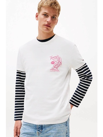 tommy jeans ανδρικό t-shirt με print regular fit  σε προσφορά