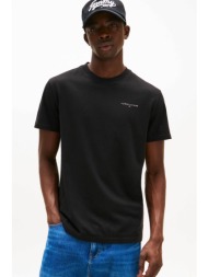 tommy jeans ανδρικό t-shirt μονόχρωμο με λογότυπο slim fit - dm0dm21780 μαύρο