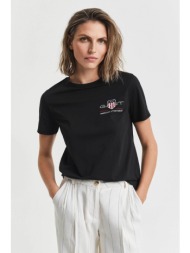 gant γυναικείο t-shirt με κεντημένο graphic logo regular fit - 4200277 μαύρο