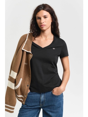 gant γυναικείο t-shirt μονόχρωμο με v και κεντημένο