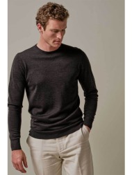 profuomo ανδρική μάλλινη μπλούζα μονόχρωμή regular fit - pp2j00011c καφέ