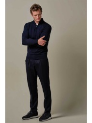 profuomo ανδρικό μάλλινο πουλόβερ με ψηλό λαιμό και 1/2 φερμουάρ regular fit - pp2j00012a σκούρο μπλ