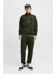 jack & jones ανδρικό παντελόνι φόρμας μονόχρωμο με lettering - 12278943 πράσινο