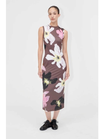 stine goya γυναικείο φόρεμα midi αμάνικο με floral print σε προσφορά