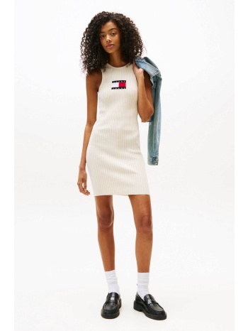 tommy jeans γυναικείο mini φόρεμα αμάνικο με logo print σε προσφορά