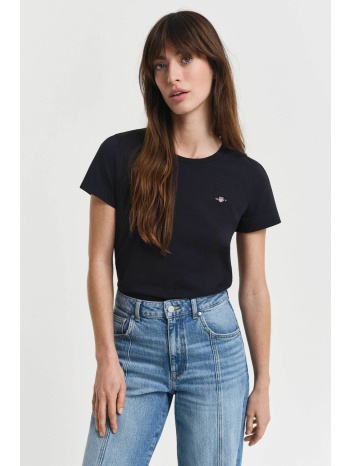 gant γυναικείο t-shirt μονόχρωμο με κεντημένο λογότυπο