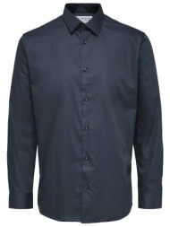 selected ανδρικό πουκάμισο μονόχρωμο slim fit - 16080200 μπλε σκούρο