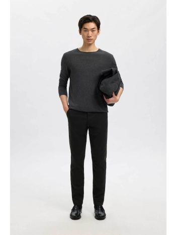 selected ανδρικό παντελόνι chino μονόχρωμο slim fit 