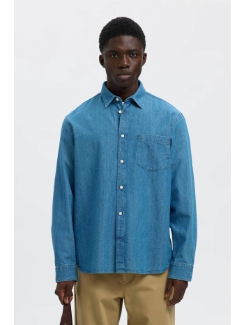 selected ανδρικό denim πουκάμισο regular fit - 16097482