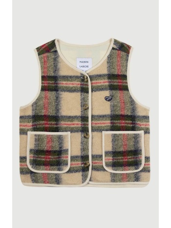 maison labiche γυναικείο μάλλινο γιλέκο με καρό σχέδιο 