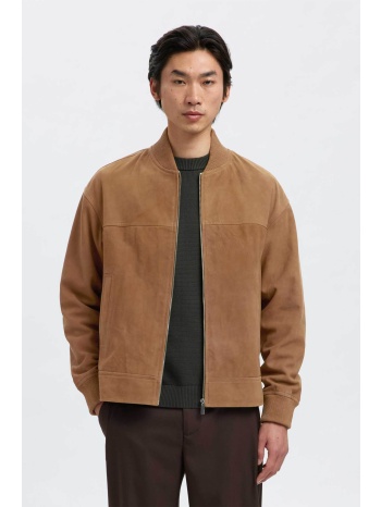 selected ανδρικό bomber jacket suede regular fit - 16098268