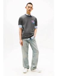 tommy jeans ανδρικό t-shirt με print regular fit - dm0dm21829 ανθρακί