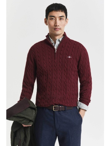 gant ανδρικό πουλόβερ με cable knit pattern, φερμουάρ 1/2