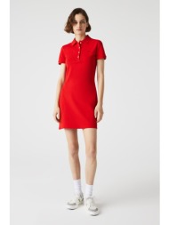 lacoste γυναικείο mini φόρεμα πόλο πικέ με κεντημένο λογότυπο slim fit - ef5473 κόκκινο