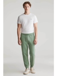gant ανδρικό παντελόνι φόρμας μονόχρωμο με κεντημένο λογότυπο regular fit - 2009026 λαδί