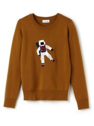 lacoste γυναικείο μάλλινο πουλόβερ με κεντημένο αστροναύτη - af7663 ταμπά